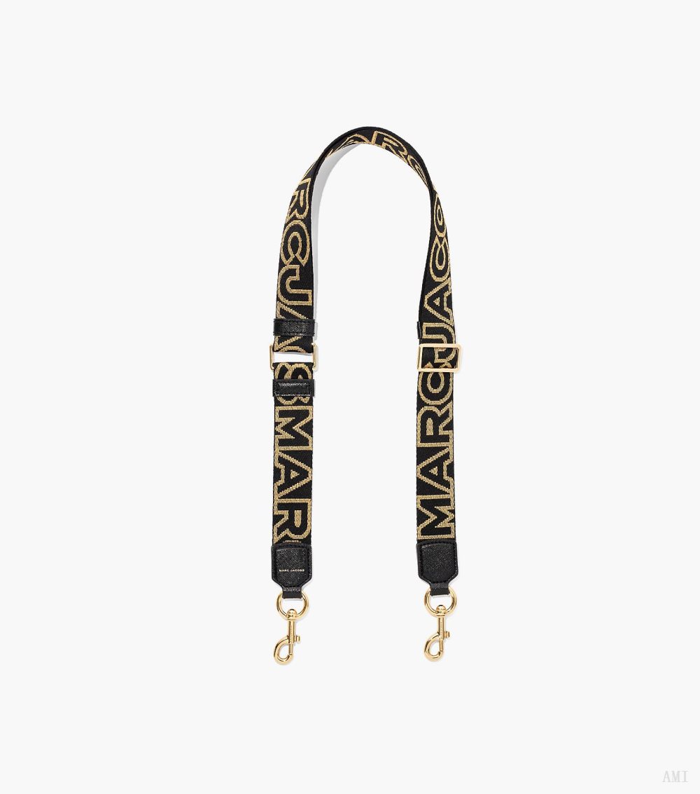 The Thin Outline Logo Webbing Strap - Black/Gold