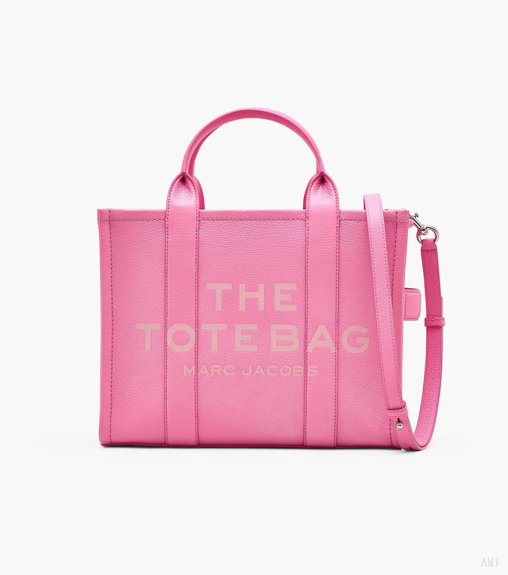 The Leather Medium Tote Bag - Petal Pink