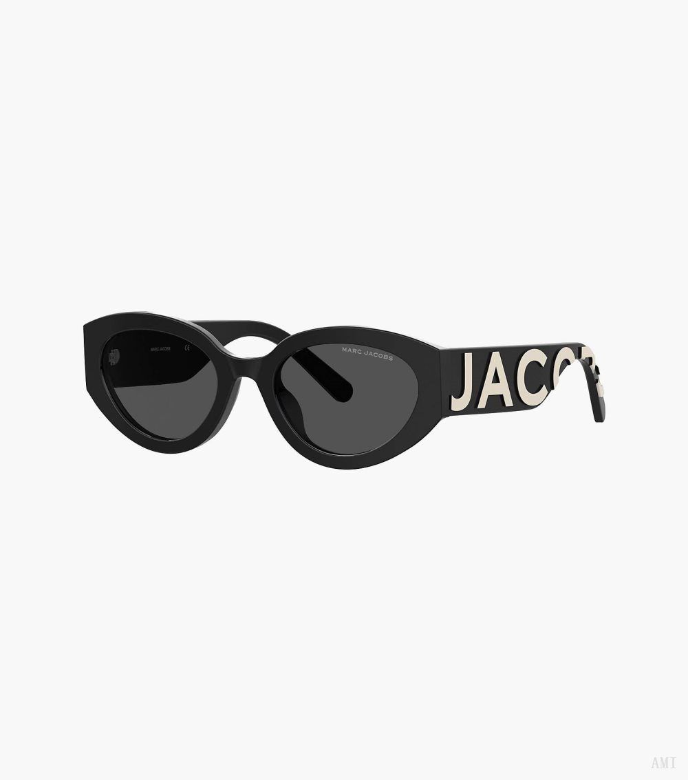 The Marc Jacobs Oval Sunglasses - Black/White