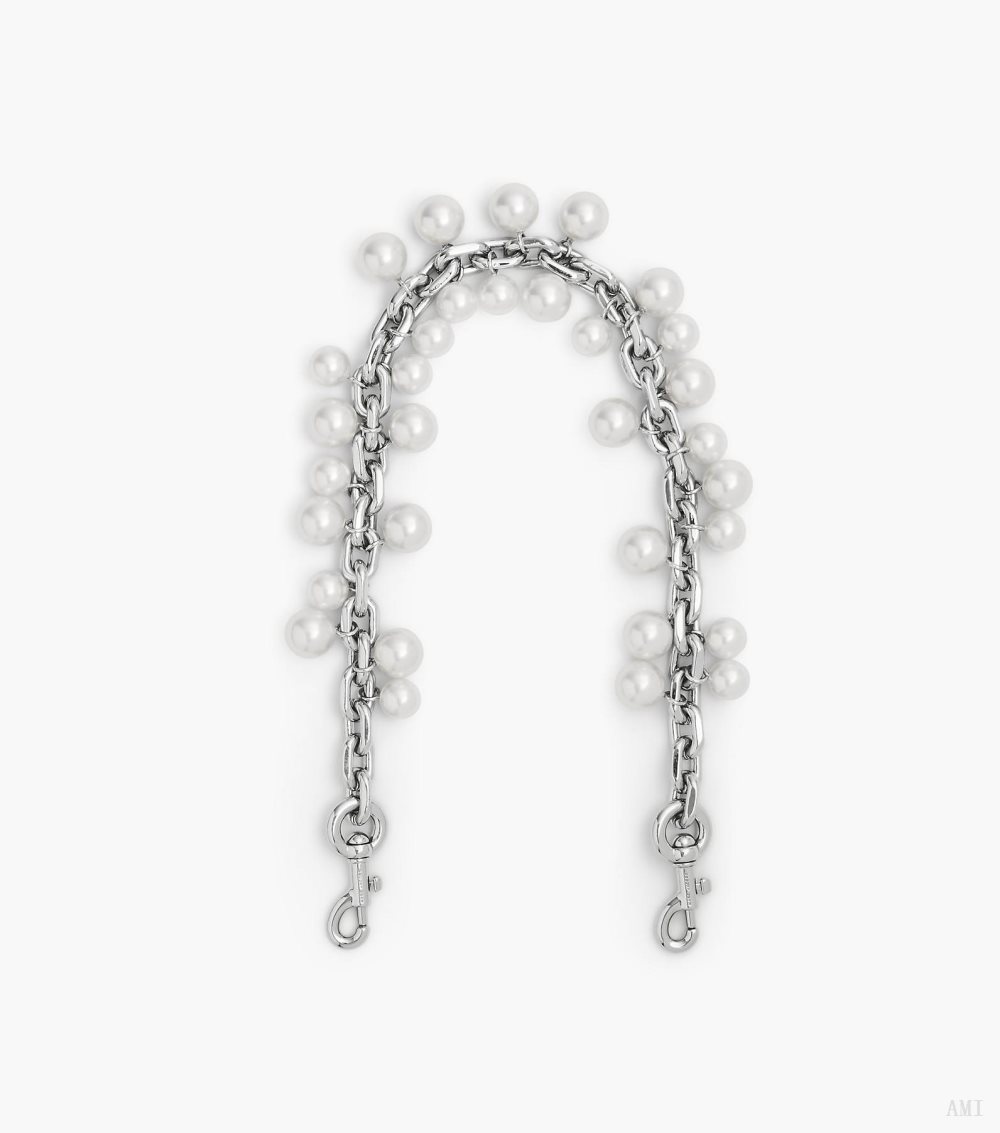 The Pearl Chain Shoulder Strap - White/Nickel