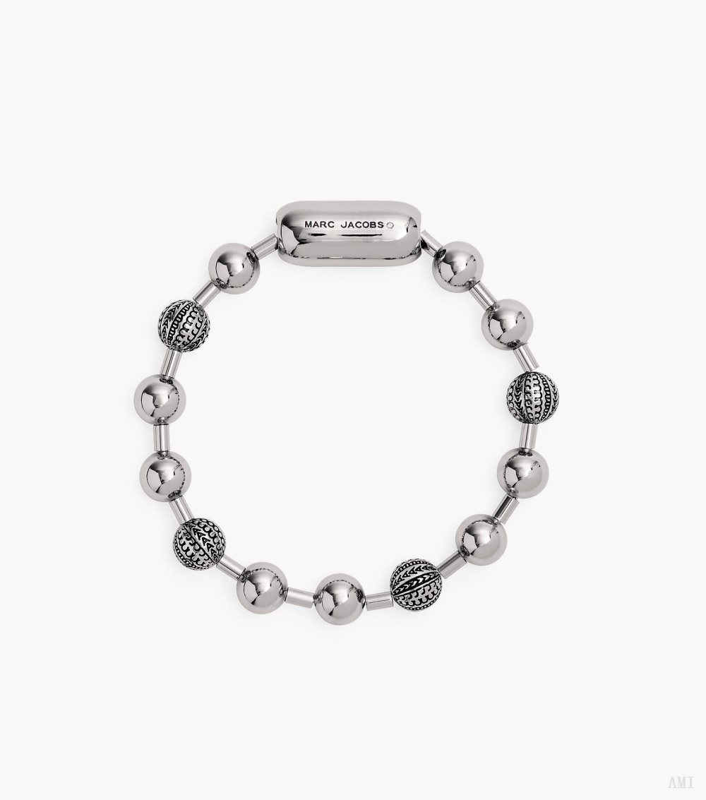 The Monogram Ball Chain Bracelet - Light Antique Silver