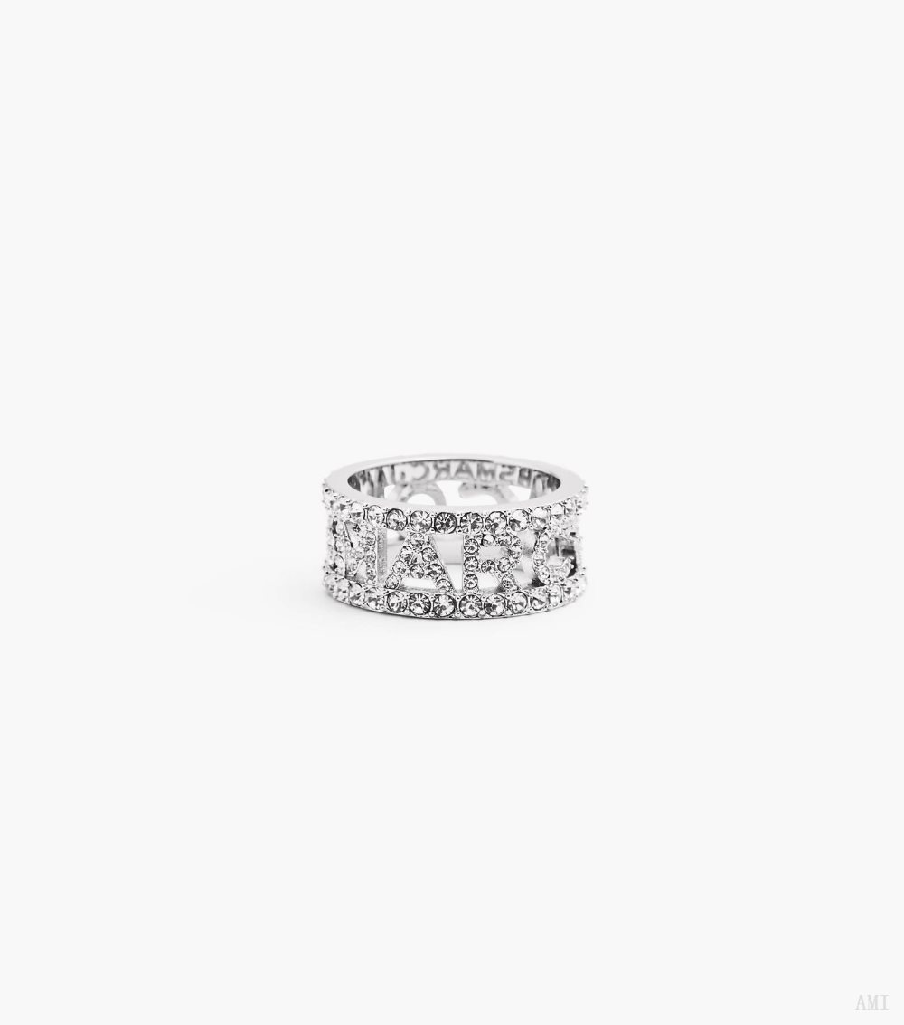 The Monogram Pave Ring - Silver/Crystal