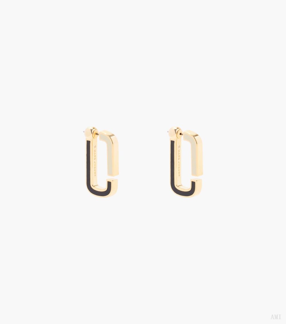 The J Marc Colorblock Flat Hoops - Black Multi/Gold