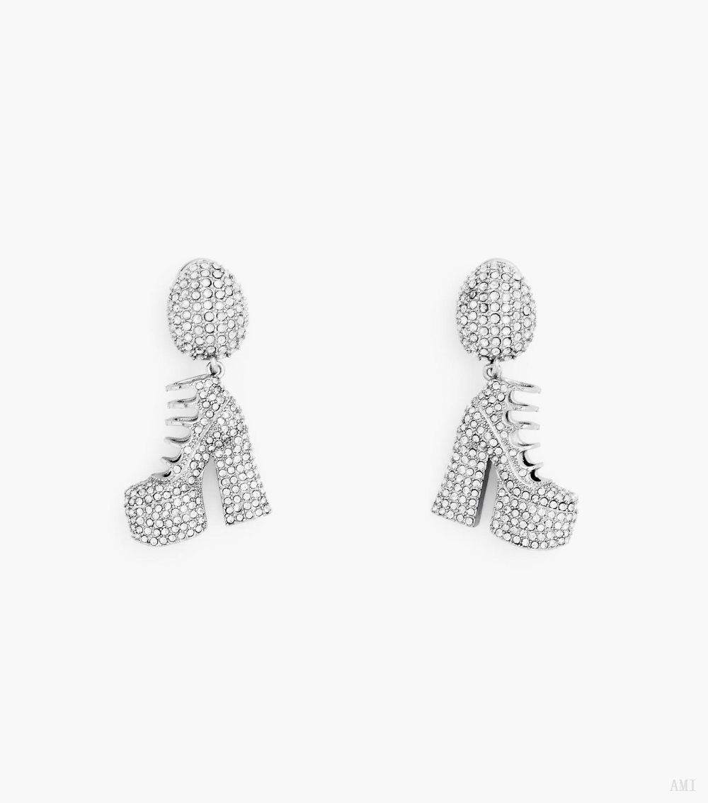 The Pave Kiki Boot Earrings - Silver/Crystal