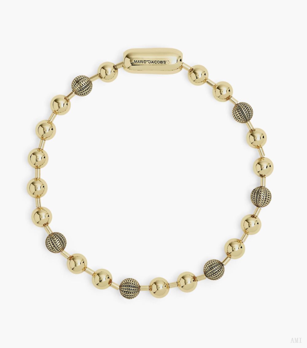 The Monogram Ball Chain Necklace - Light Antique Gold