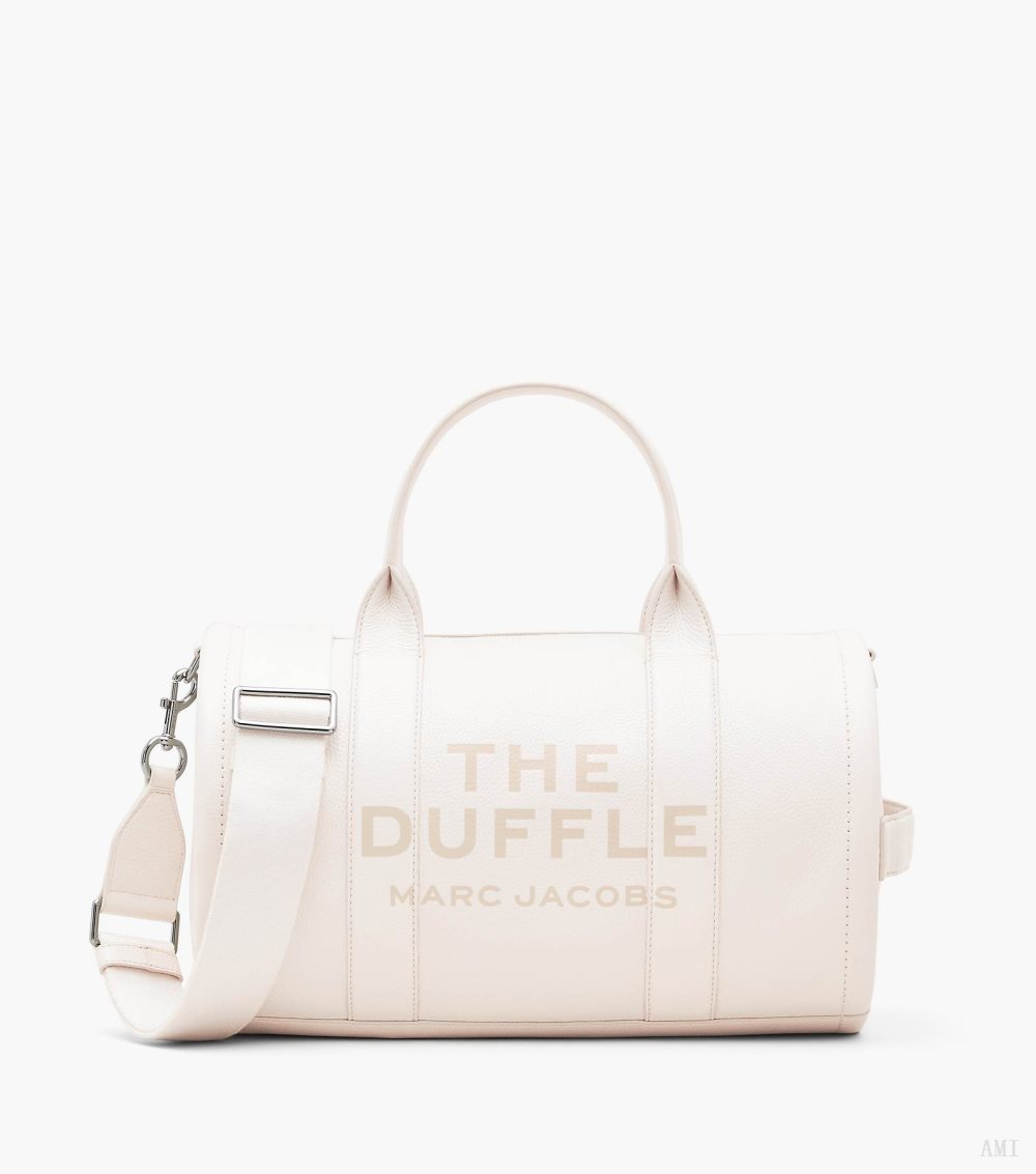 The Leather Large Duffle Bag - Cotton/Silver