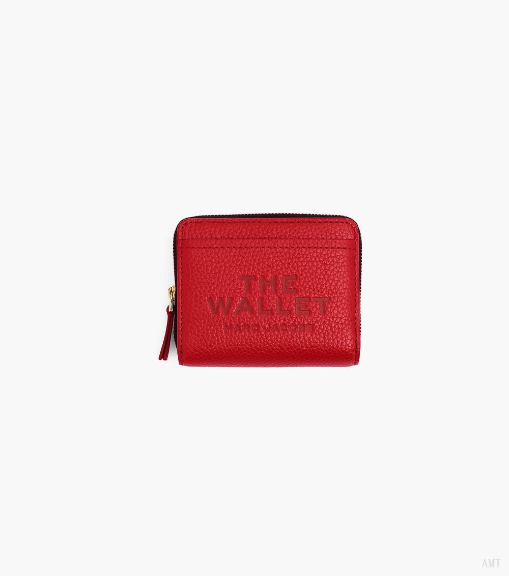 The Leather Mini Compact Wallet - True Red