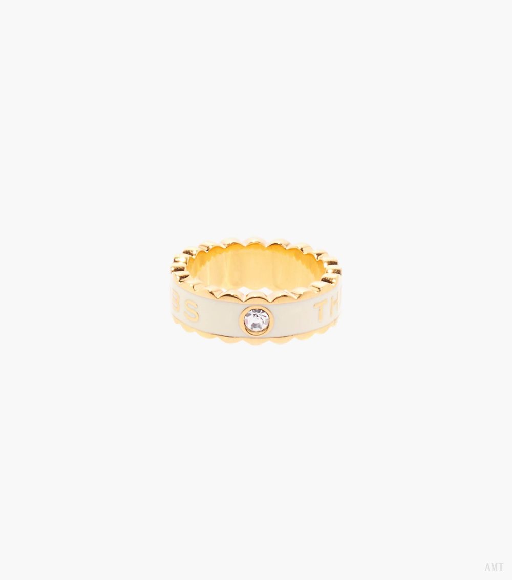 The Scallop Medallion Ring - Cream/Gold