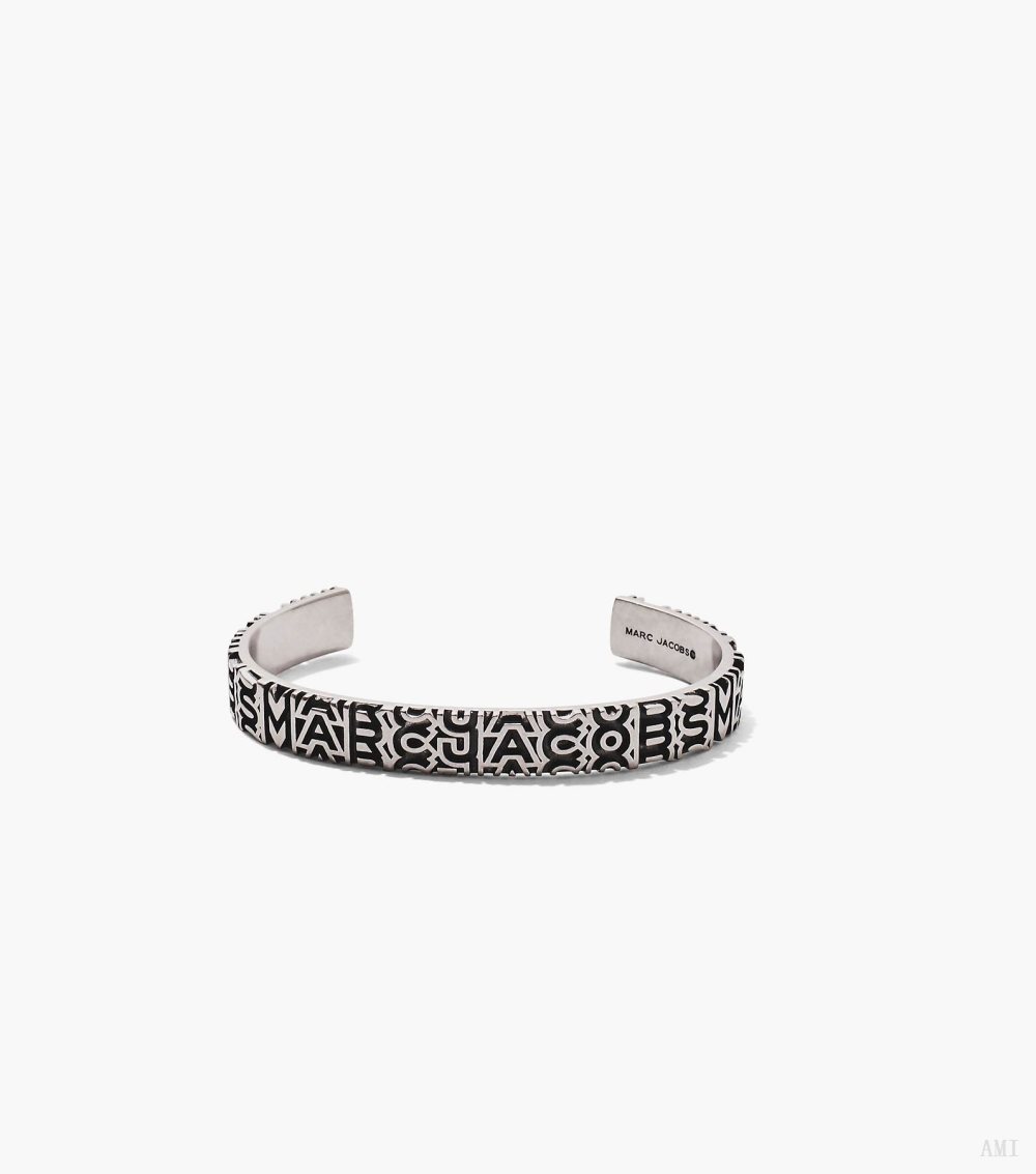 The Monogram Engraved Bracelet - Aged Silver