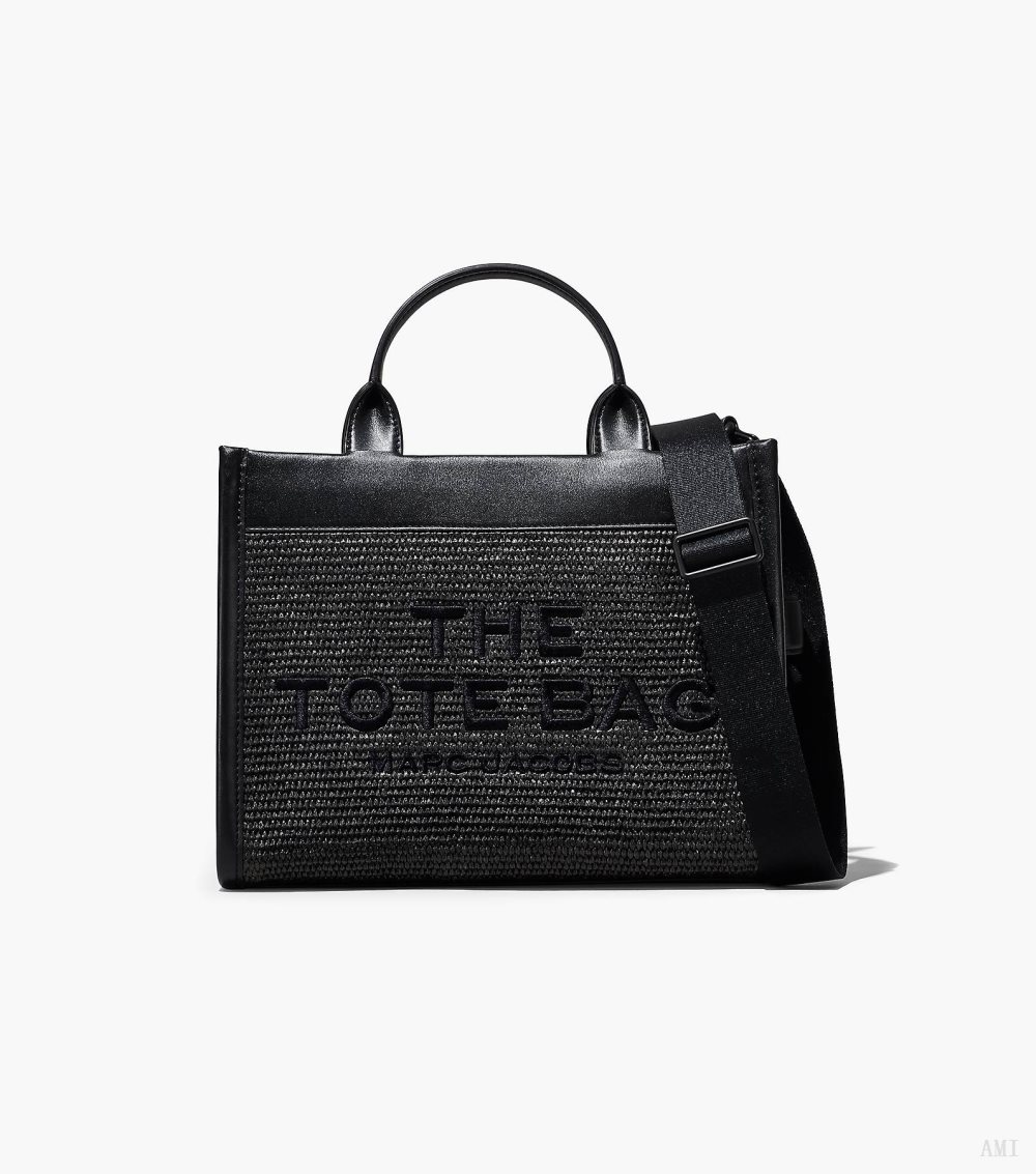 The Woven Dtm Medium Tote Bag - Black