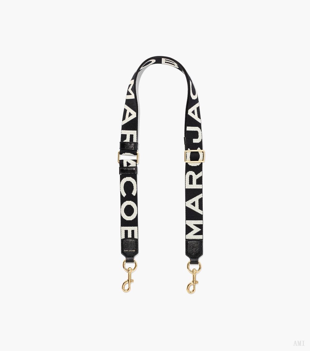 The Thin Logo Webbing Strap - Black/White