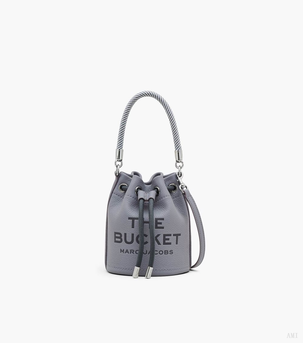 The Leather Mini Bucket Bag - Wolf Grey