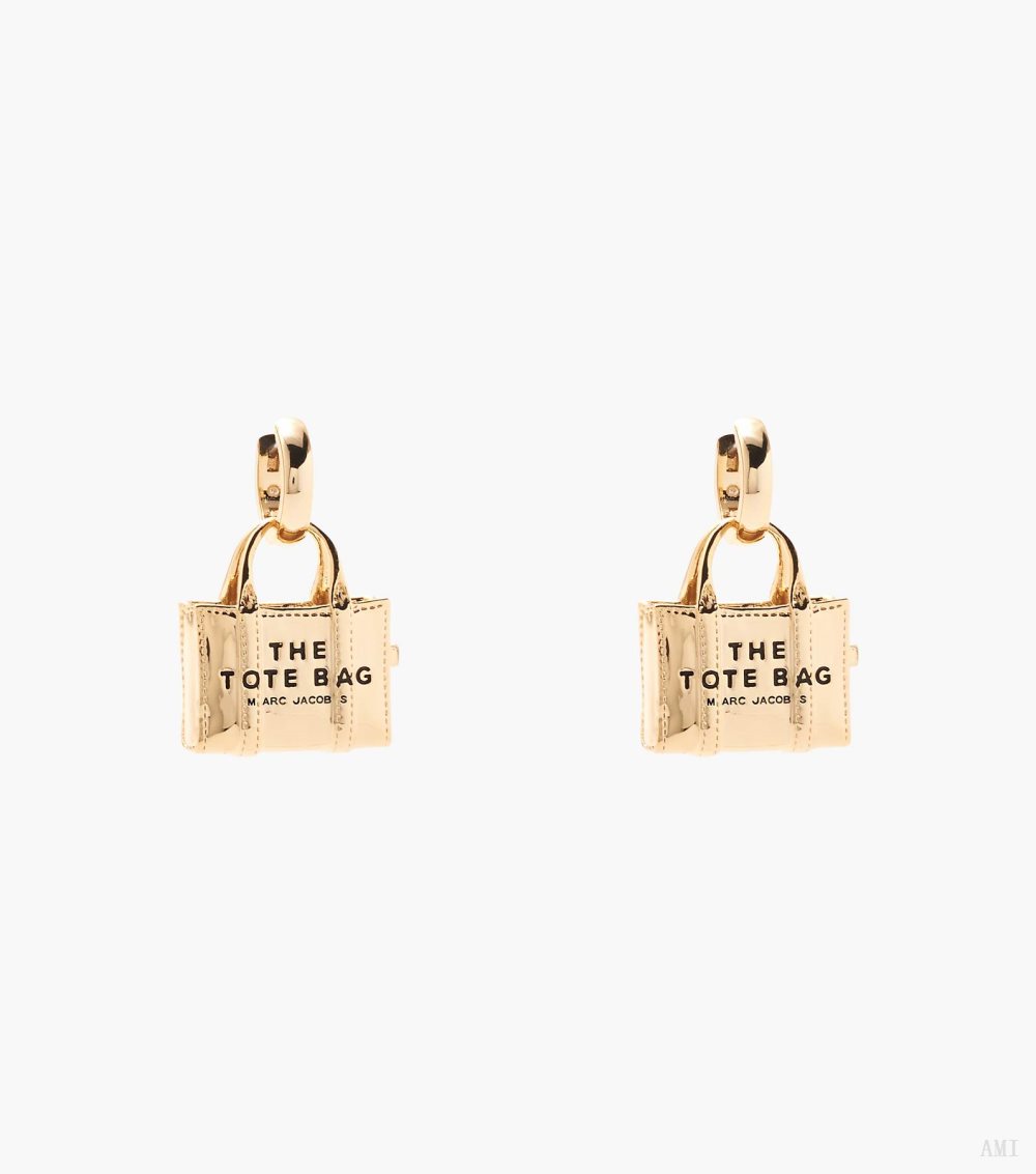The Tote Bag Charm Earrings - Light Antique Gold
