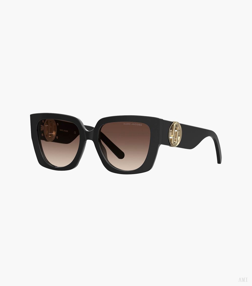 The J Marc Square Cutout Sunglasses - Black